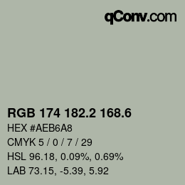 カラーコード: RGB 174 182.2 168.6 | qconv.com