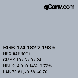 カラーコード: RGB 174 182.2 193.6 | qconv.com