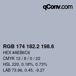 カラーコード: RGB 174 182.2 198.6 | qconv.com