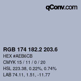 カラーコード: RGB 174 182.2 203.6 | qconv.com
