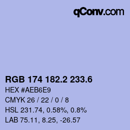カラーコード: RGB 174 182.2 233.6 | qconv.com