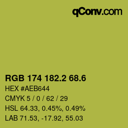 カラーコード: RGB 174 182.2 68.6 | qconv.com