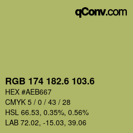 カラーコード: RGB 174 182.6 103.6 | qconv.com