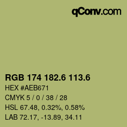 カラーコード: RGB 174 182.6 113.6 | qconv.com