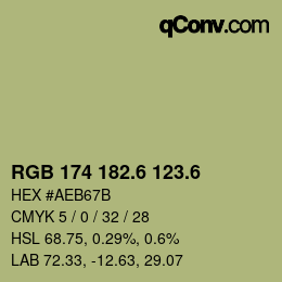 カラーコード: RGB 174 182.6 123.6 | qconv.com