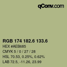 カラーコード: RGB 174 182.6 133.6 | qconv.com