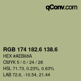 カラーコード: RGB 174 182.6 138.6 | qconv.com