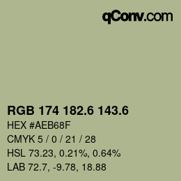 カラーコード: RGB 174 182.6 143.6 | qconv.com