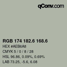 カラーコード: RGB 174 182.6 168.6 | qconv.com