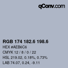 カラーコード: RGB 174 182.6 198.6 | qconv.com