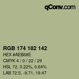 Color code: RGB 174 182 142 | qconv.com