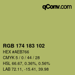 Color code: RGB 174 183 102 | qconv.com