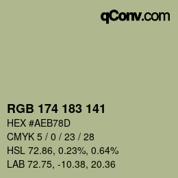 Color code: RGB 174 183 141 | qconv.com