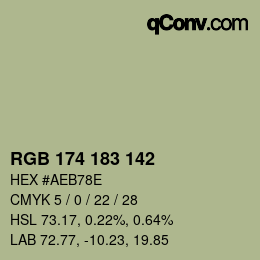 Color code: RGB 174 183 142 | qconv.com