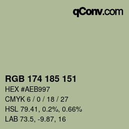 Color code: RGB 174 185 151 | qconv.com
