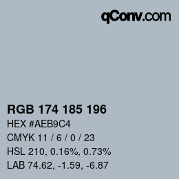 Color code: RGB 174 185 196 | qconv.com