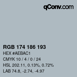 Farbcode: RGB 174 186 193 | qconv.com