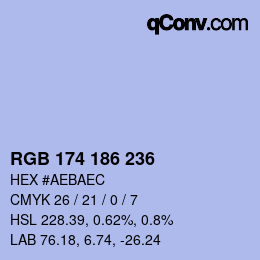 Color code: RGB 174 186 236 | qconv.com