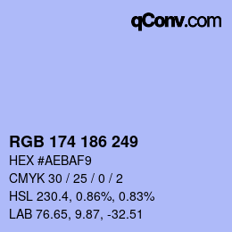 Color code: RGB 174 186 249 | qconv.com