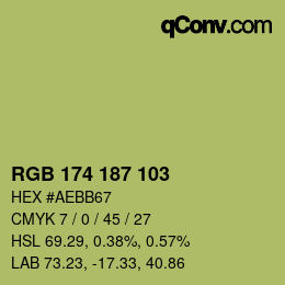 Color code: RGB 174 187 103 | qconv.com