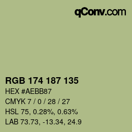 Color code: RGB 174 187 135 | qconv.com