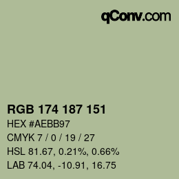 Color code: RGB 174 187 151 | qconv.com