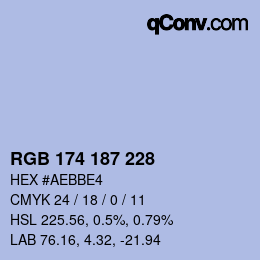 Color code: RGB 174 187 228 | qconv.com