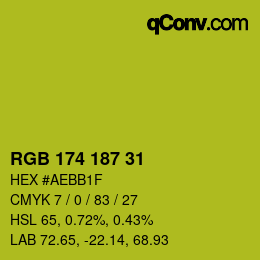 Color code: RGB 174 187 31 | qconv.com