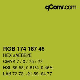 Color code: RGB 174 187 46 | qconv.com