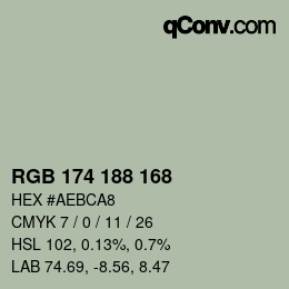 Color code: RGB 174 188 168 | qconv.com