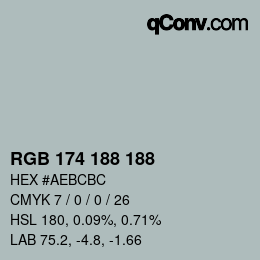 Color code: RGB 174 188 188 | qconv.com