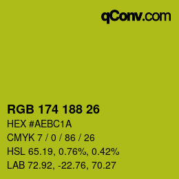 Color code: RGB 174 188 26 | qconv.com