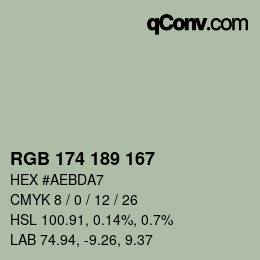 Color code: RGB 174 189 167 | qconv.com