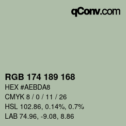 カラーコード: RGB 174 189 168 | qconv.com