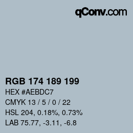 Código de color: RGB 174 189 199 | qconv.com