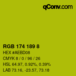 Color code: RGB 174 189 8 | qconv.com