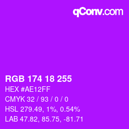 Color code: RGB 174 18 255 | qconv.com