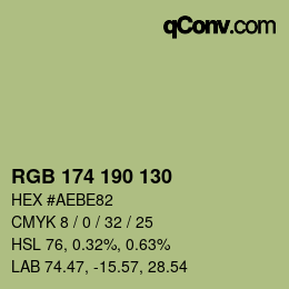 Color code: RGB 174 190 130 | qconv.com