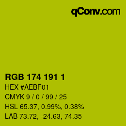 Color code: RGB 174 191 1 | qconv.com