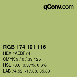 颜色代码: RGB 174 191 116 | qconv.com
