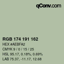 Color code: RGB 174 191 162 | qconv.com