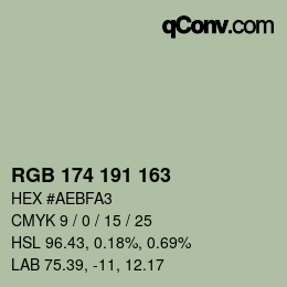 Color code: RGB 174 191 163 | qconv.com