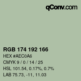Color code: RGB 174 192 166 | qconv.com