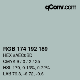 カラーコード: RGB 174 192 189 | qconv.com