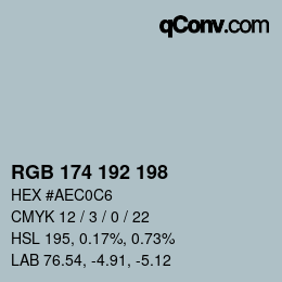 Color code: RGB 174 192 198 | qconv.com