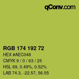 Color code: RGB 174 192 72 | qconv.com