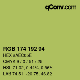 Color code: RGB 174 192 94 | qconv.com