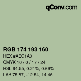 Color code: RGB 174 193 160 | qconv.com