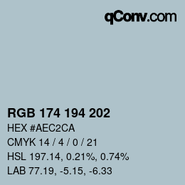 Color code: RGB 174 194 202 | qconv.com
