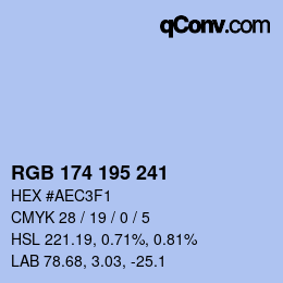 Código de color: RGB 174 195 241 | qconv.com